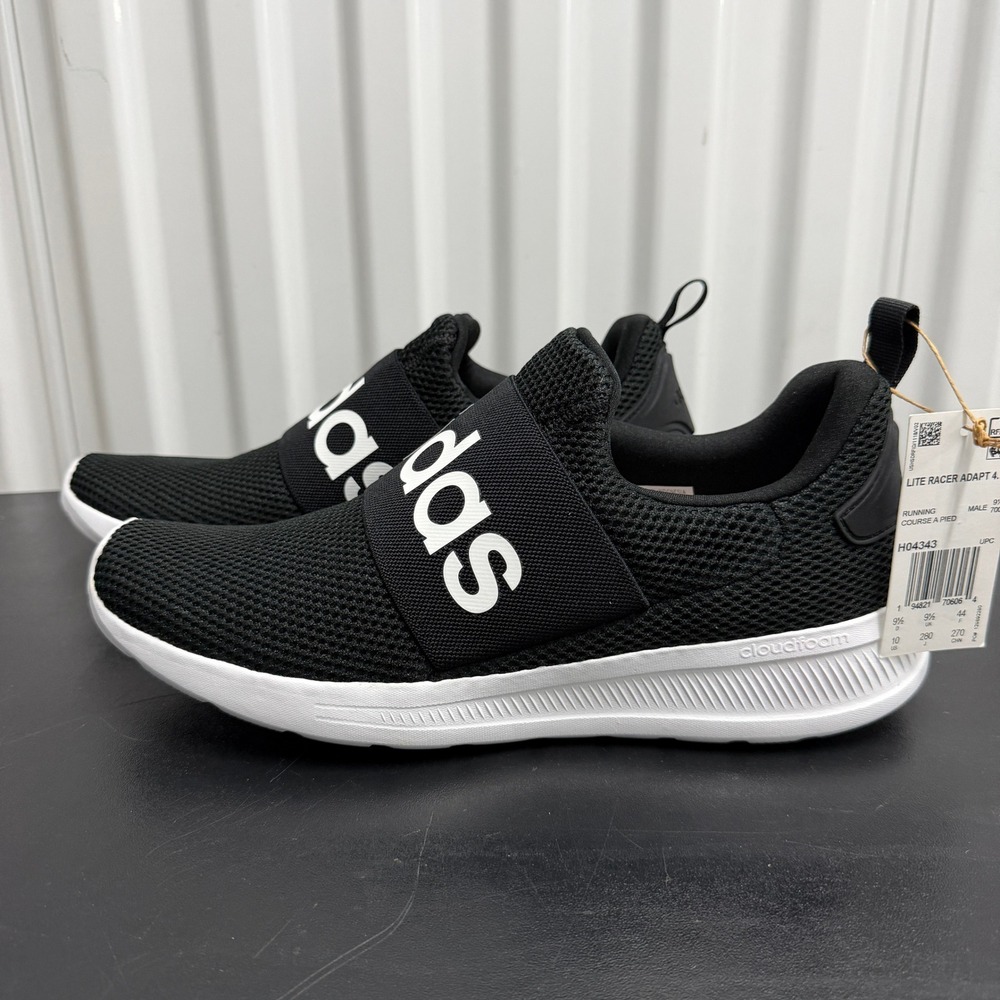 Adidas Sneaker Mens 10 Lite Racer Adapt 4.0 Black H04343 Slip On NEW